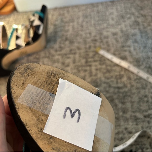 Steve Madden Blue & Black Suede Multi Tassel Strappy Peep Toe Stilettos Size 7.5 - Picture 14 of 14